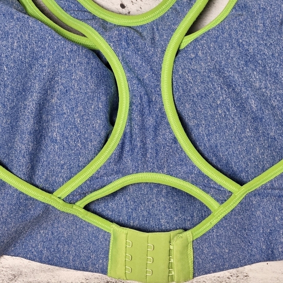 Champion Blue Sports Bra with Green Trim - Picture 5 of 7
